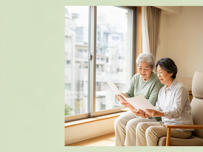 港区の明るい賃貸マンションで窓辺の資料を確認する60代夫婦